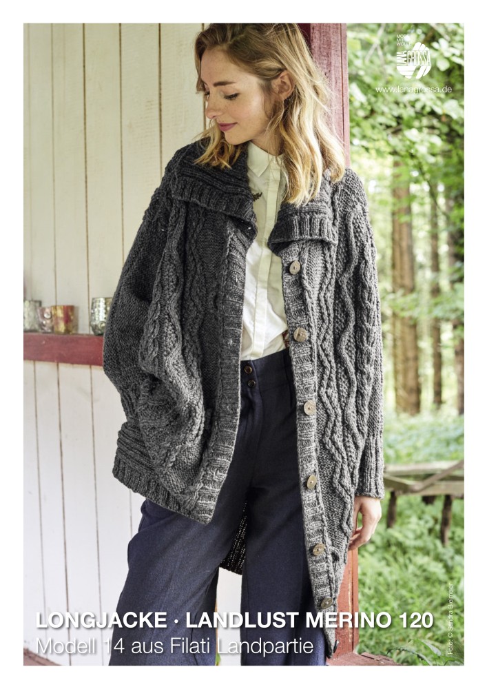 Longjacke mit Aranmuster und Fledermausärmeln
