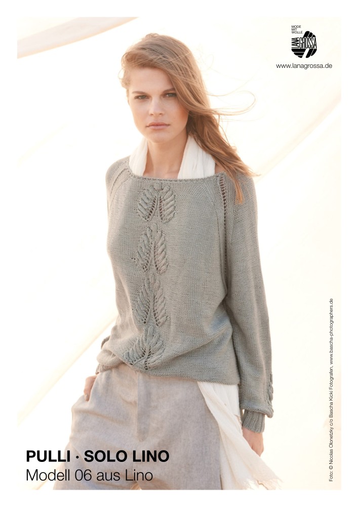 Pullover Solo Lino mit Blattmotiv