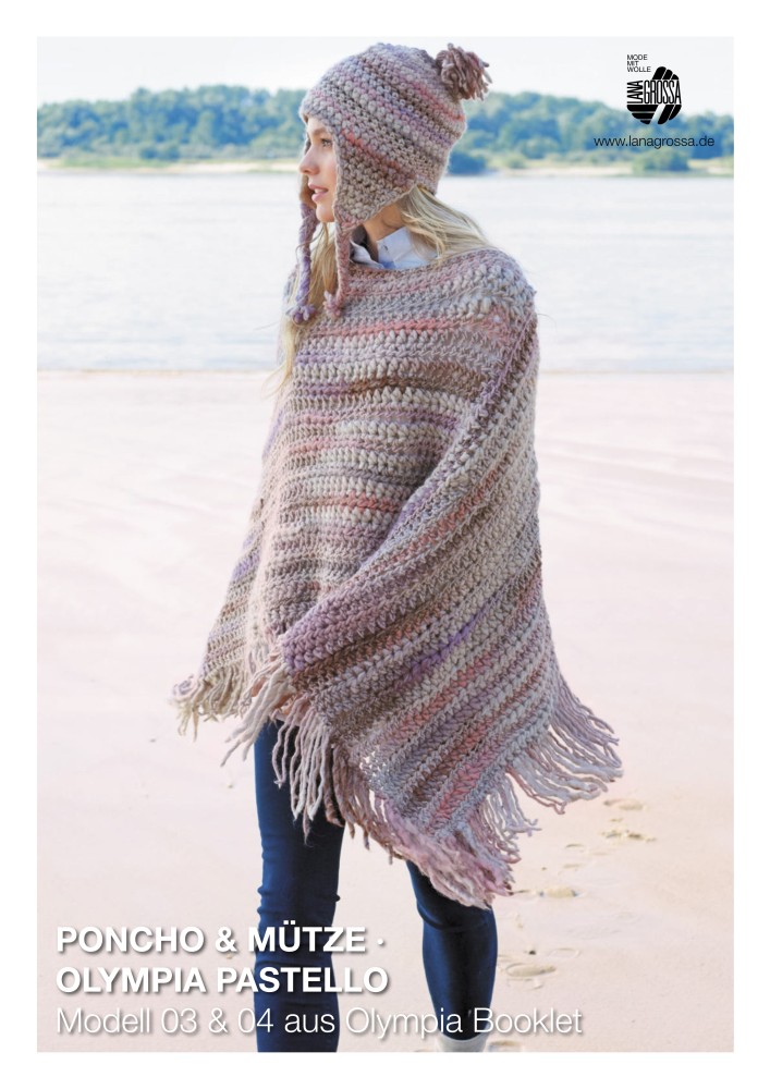 Poncho und Mütze Olympia Pastello