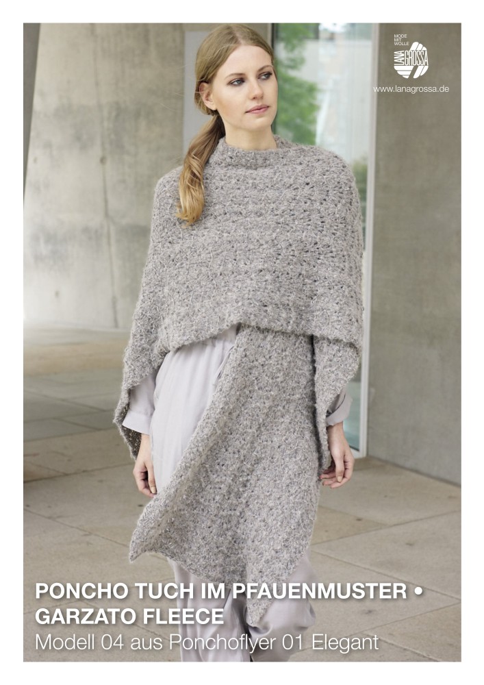 Poncho-Tuch im Pfauenmuster