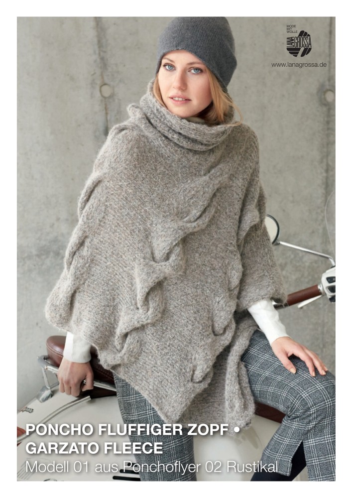 Poncho Fluffiger Zopf aus Garzato Fleece