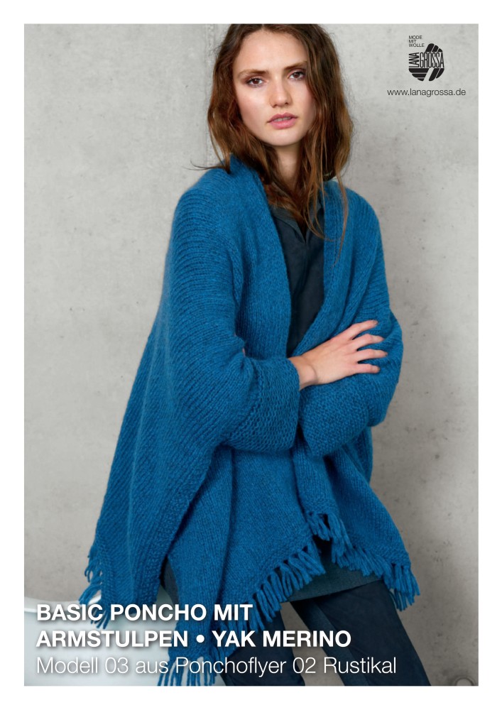 Basic Poncho mit Armstulpen aus Yak Merino