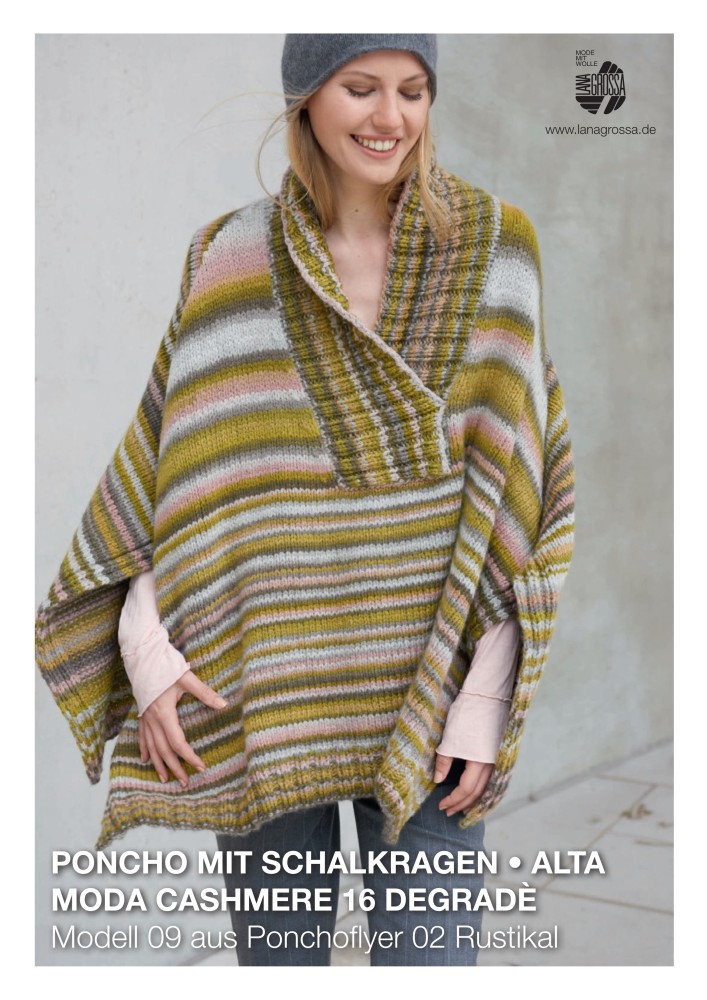 Poncho mit Schalkragen Alta Moda Cashmere 16 Degradè