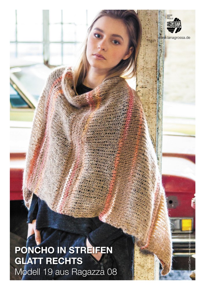 Poncho in Streifen glatt rechts