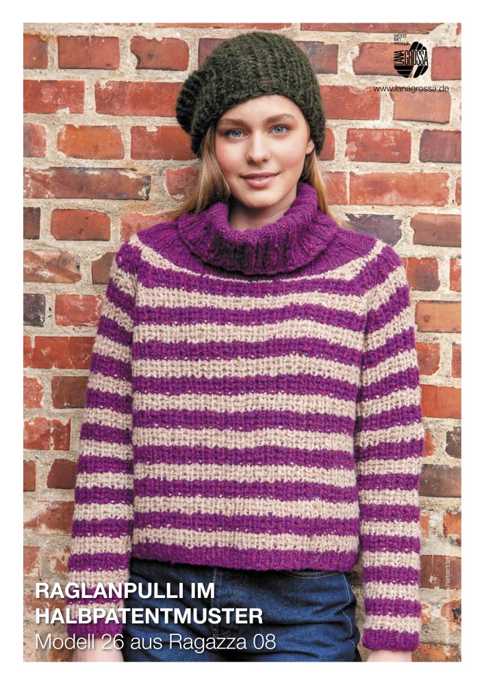 Raglanpullover im Halbpatentmuster