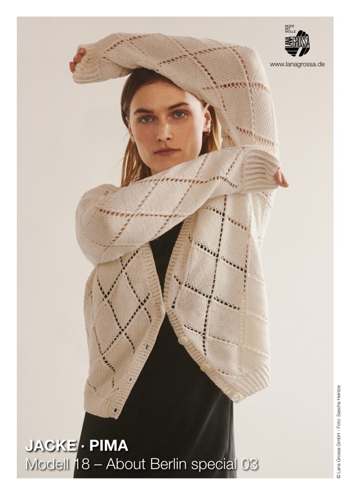 Jacke aus Pima Baumwolle mit Ajour-Rautenmuster