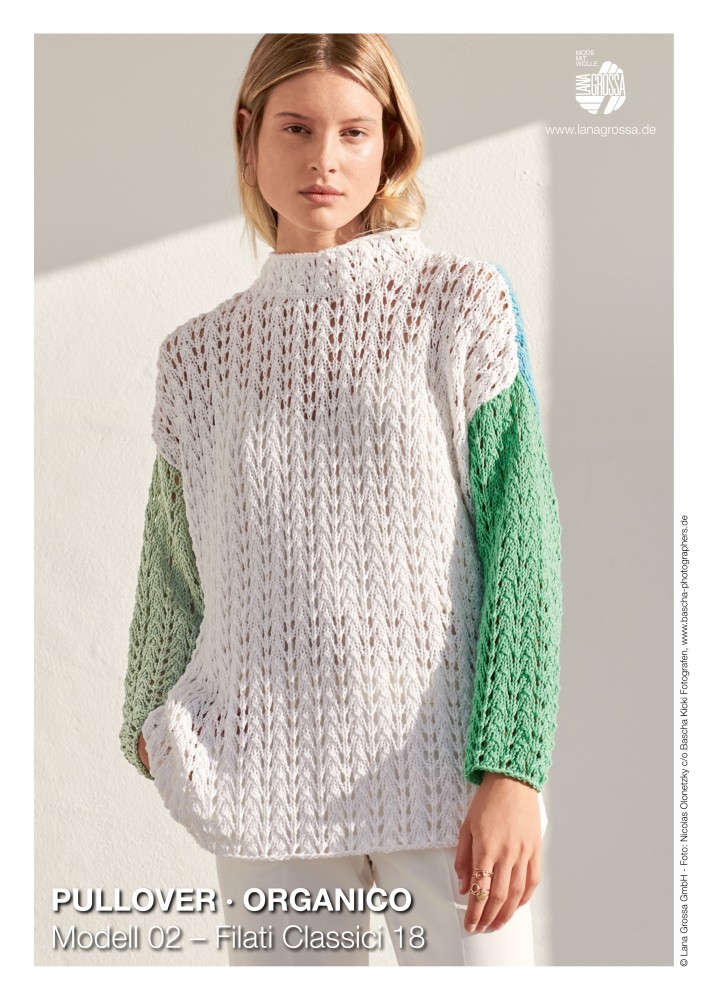 Pullover Organico mit mehrfarbigen Ärmeln