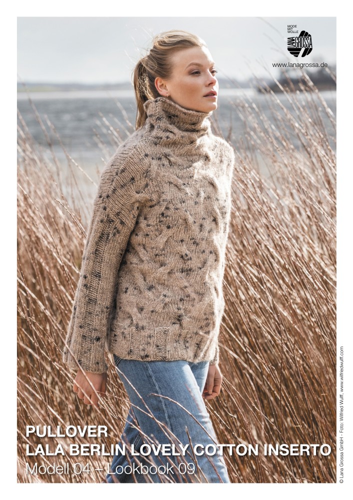 Pullover Lala Berlin Lovely Cotton Inserto mit Zopfmuster und breiten Rippen