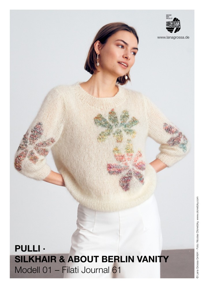 Pulli mit Blüten-Intarsienmuster