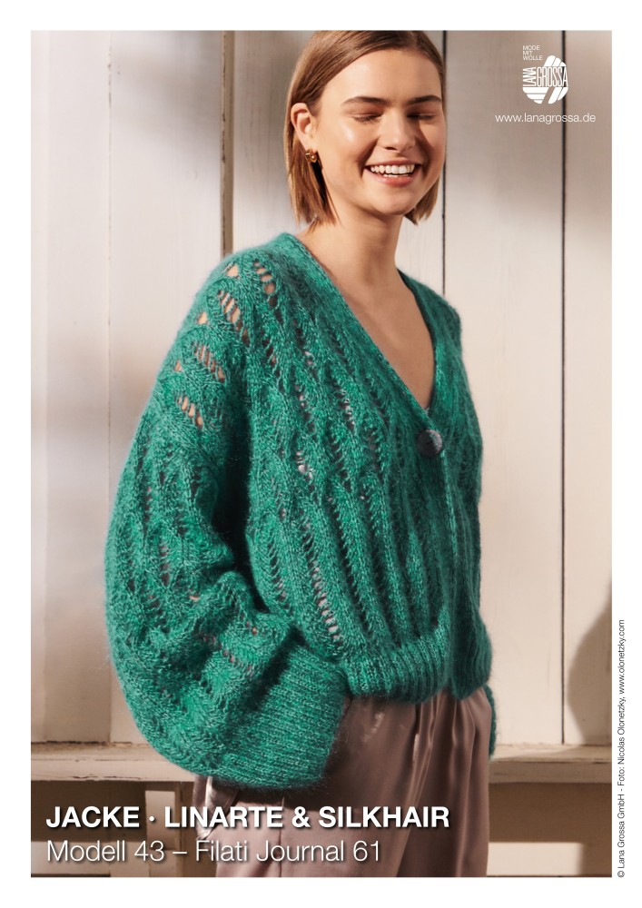 Jacke im Ajourmuster mit Linarte & Silkhair