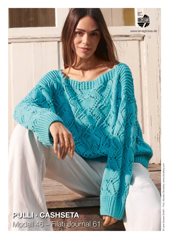 Pullover Cashseta mit Ajourmuster und U-Boot-Ausschnitt