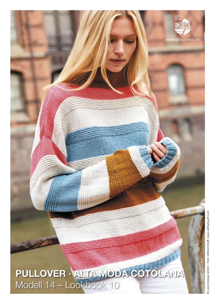 Pullover Alta Moda Cotolana mit Streifen- und Musterfolge