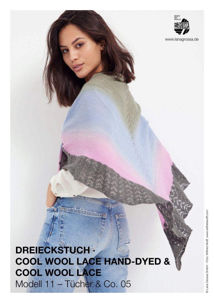 Dreieckstuch mit Rüsche aus Cool Wool Lace Hand-Dyed & Cool Wool Lace