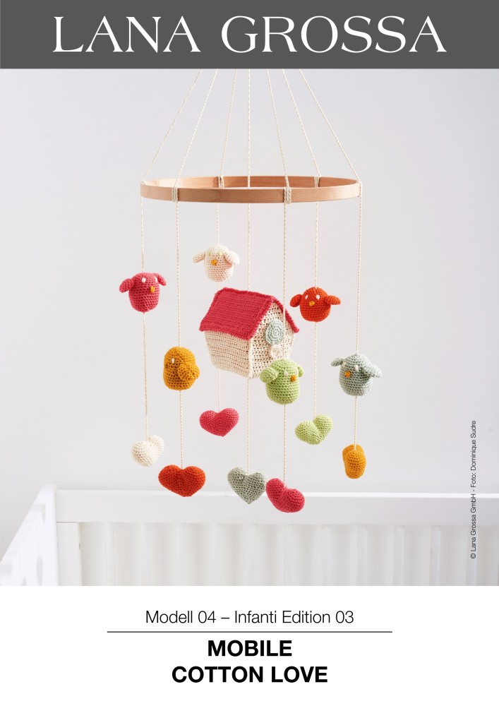 Mobile Cotton Love - Häkel-Mobile mit Herz, Haus und Vögeln