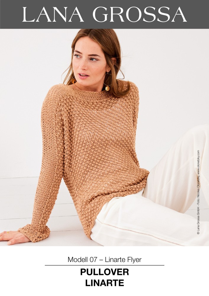 Pullover Linarte mit Röschen- und Fallmaschenmuster