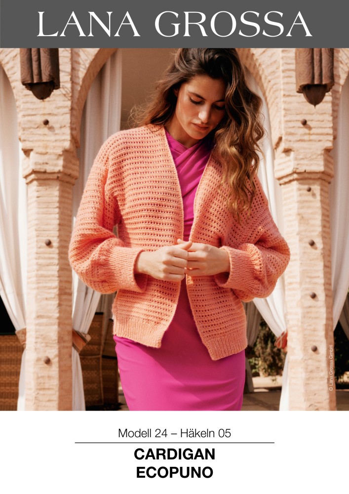Cardigan Ecopuno mit Lochmuster und Querrippen