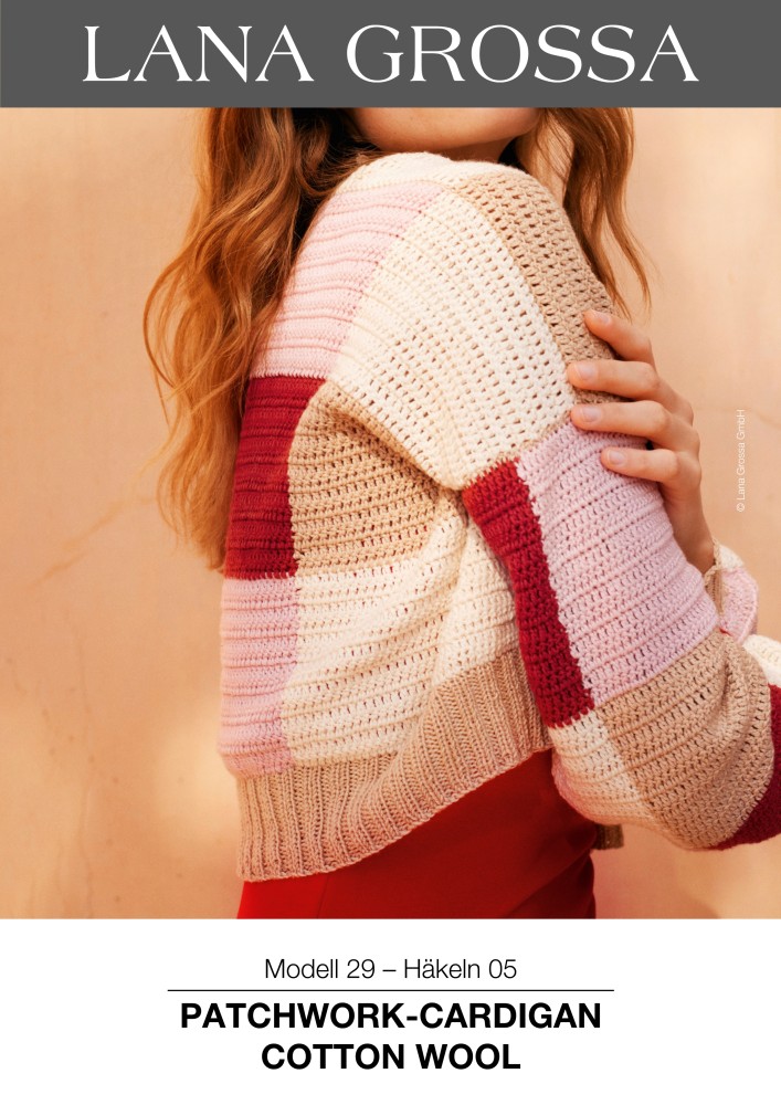 Patchwork-Cardigan Cotton Wool