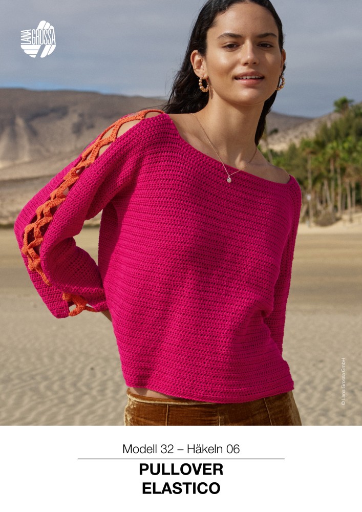 Pullover Elastico in halben Stäbchen mit Zickzacknaht