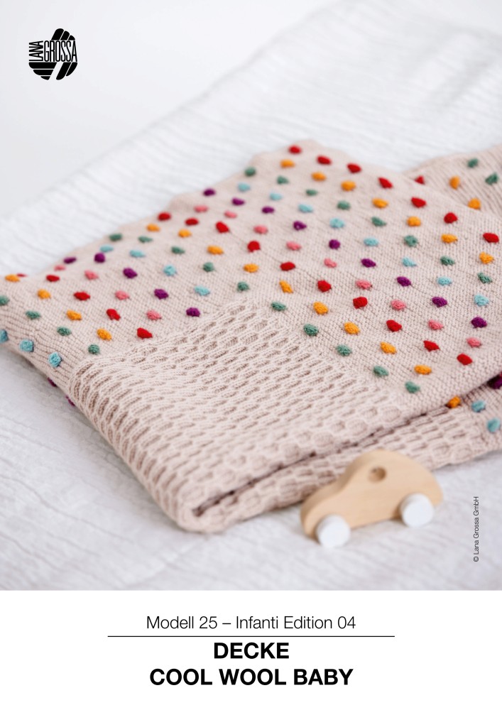 Baby-Decke mit Zopfmuster und Noppenmuster