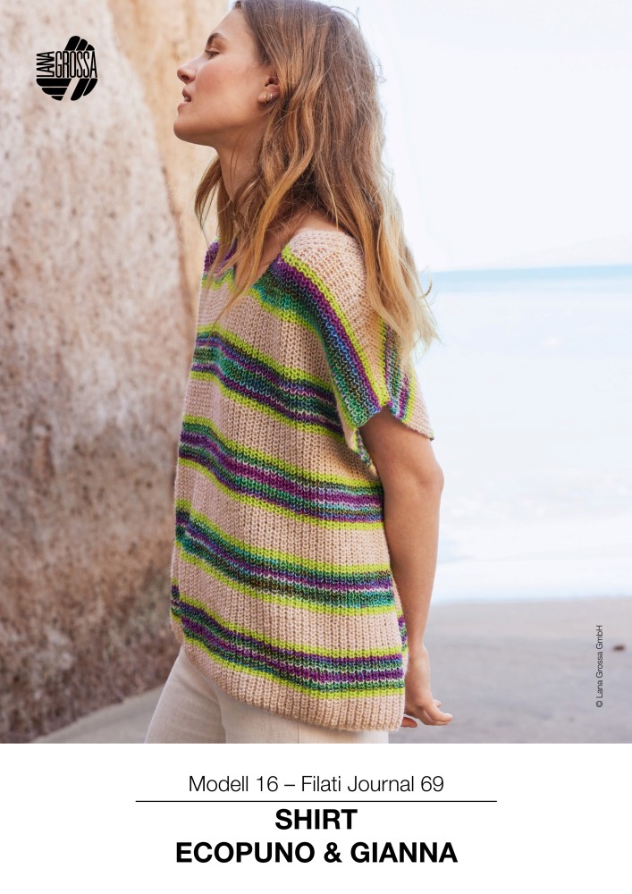 Shirt in Halbpatentstreifen aus Ecopuno und Gianna