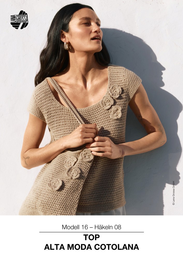 Top Alta Moda Cotolana mit Häkelflora