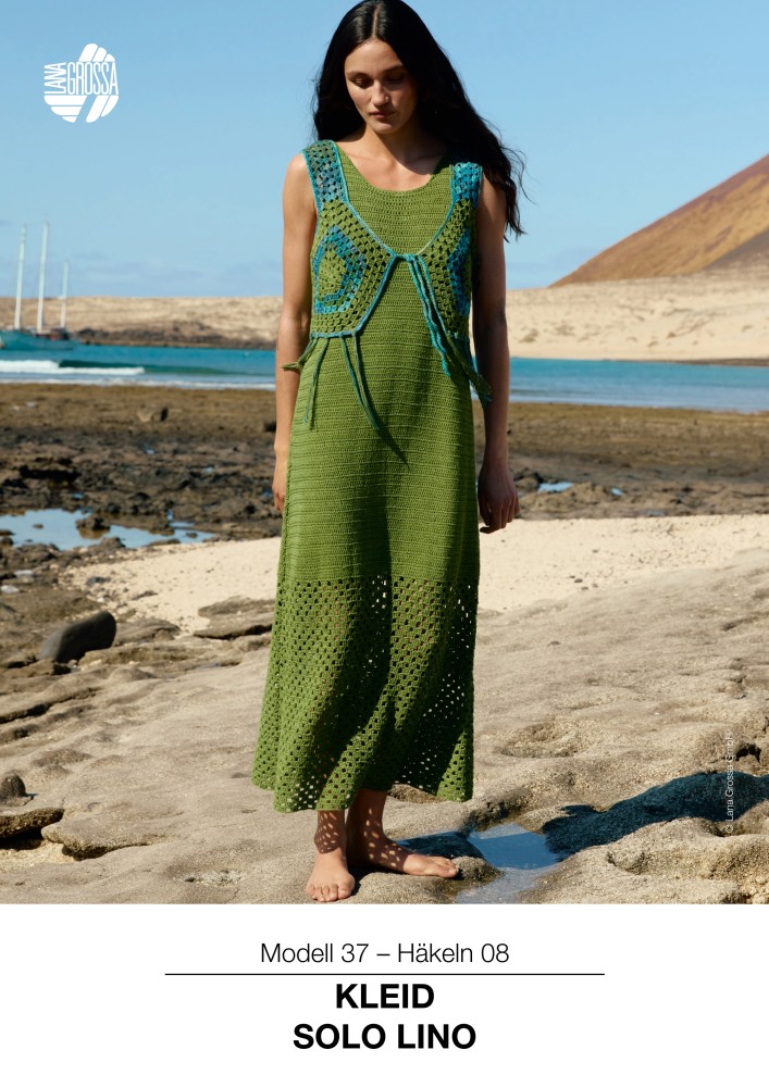 Kleid Solo Lino in Stäbchen- und Gittermuster