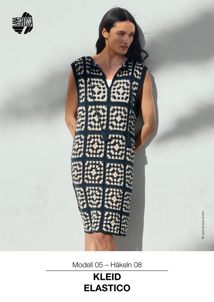 Kleid ELASTICO in Granny-Quadraten gehäkelt