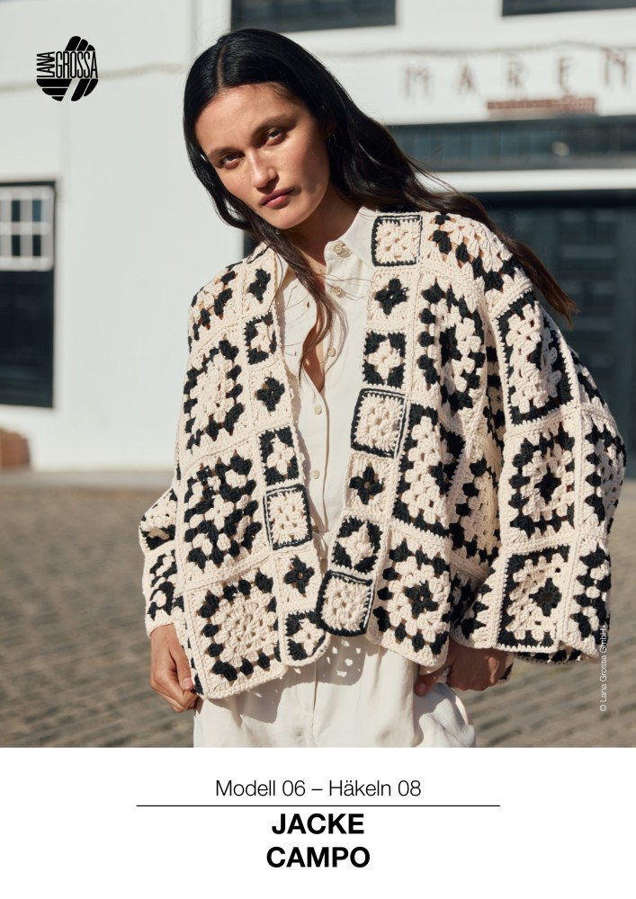 Jacke Campo mit großen und kleinen Granny-Quadraten