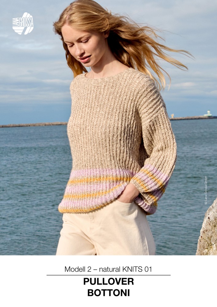 Pullover Bottoni im Halbpatentmuster mit Streifen