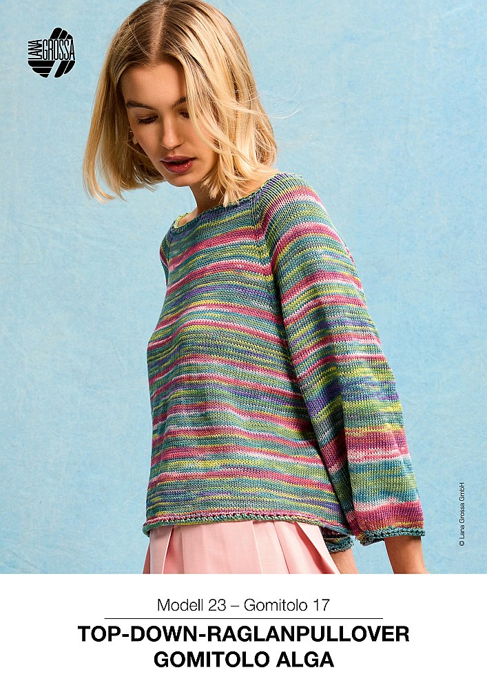 Top-Down-Raglanpullover Gomitolo Alga