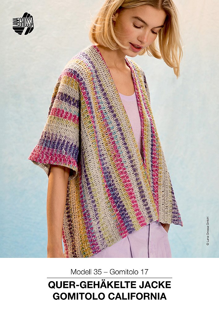 Quer-gehäkelte Jacke Gomitolo California