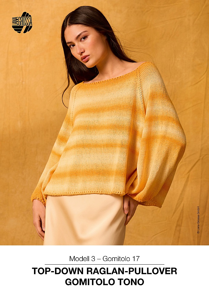 Top-Down Raglan-Pullover Gomitolo Tono