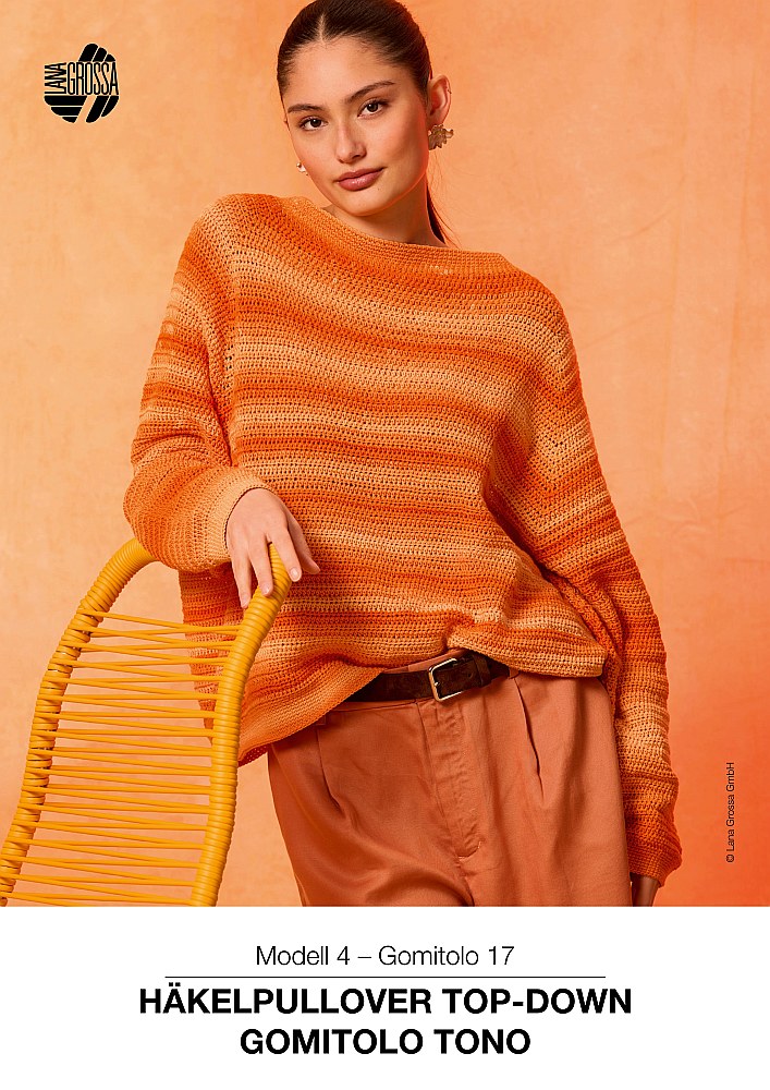 Häkelpullover Top-Down Gomitolo Tono
