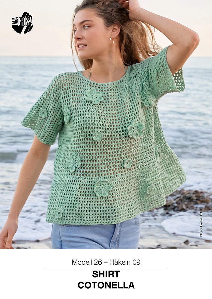 Shirt Cotonella im Filetmuster mit Blüten