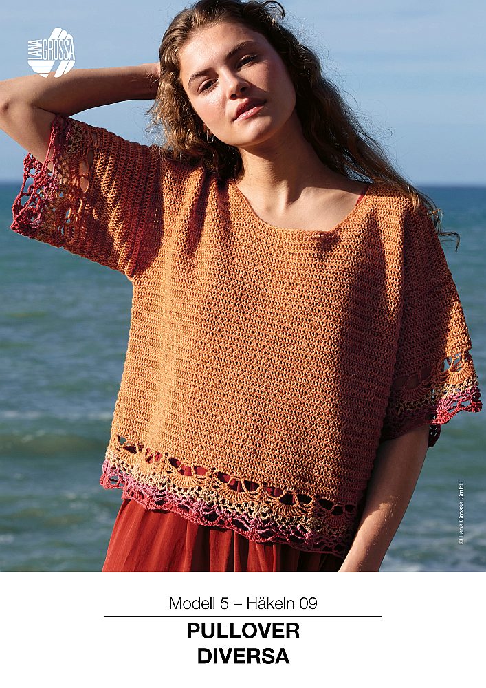 Pullover Diversa gehäkelt mit Ananasmuster