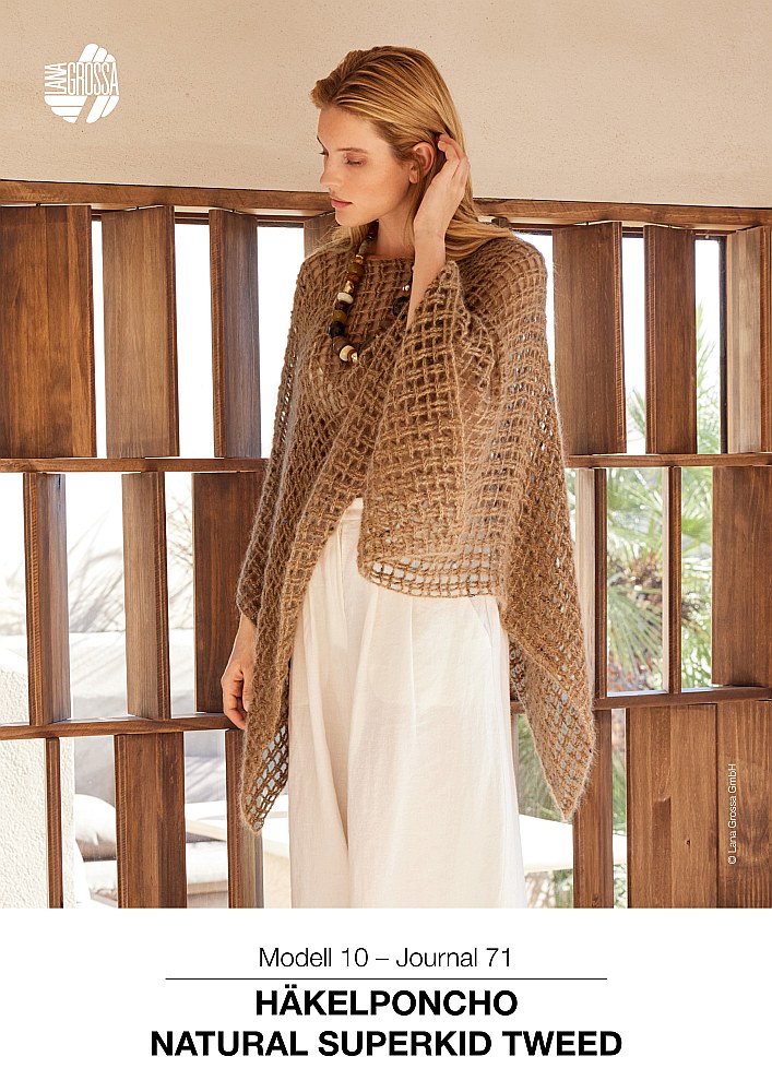 Häkelponcho Natural Superkid Tweed