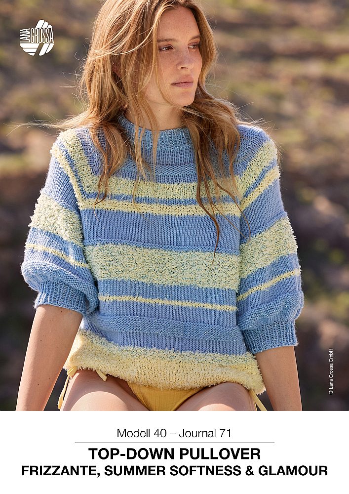 Top-Down Pullover in Streifenmuster mit Frizzante, Summer Softness & Glamour