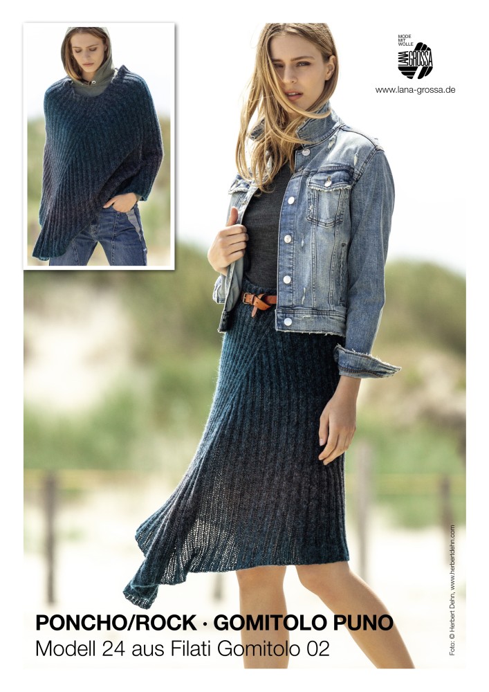 Poncho und Rock aus Gomitolo Puno