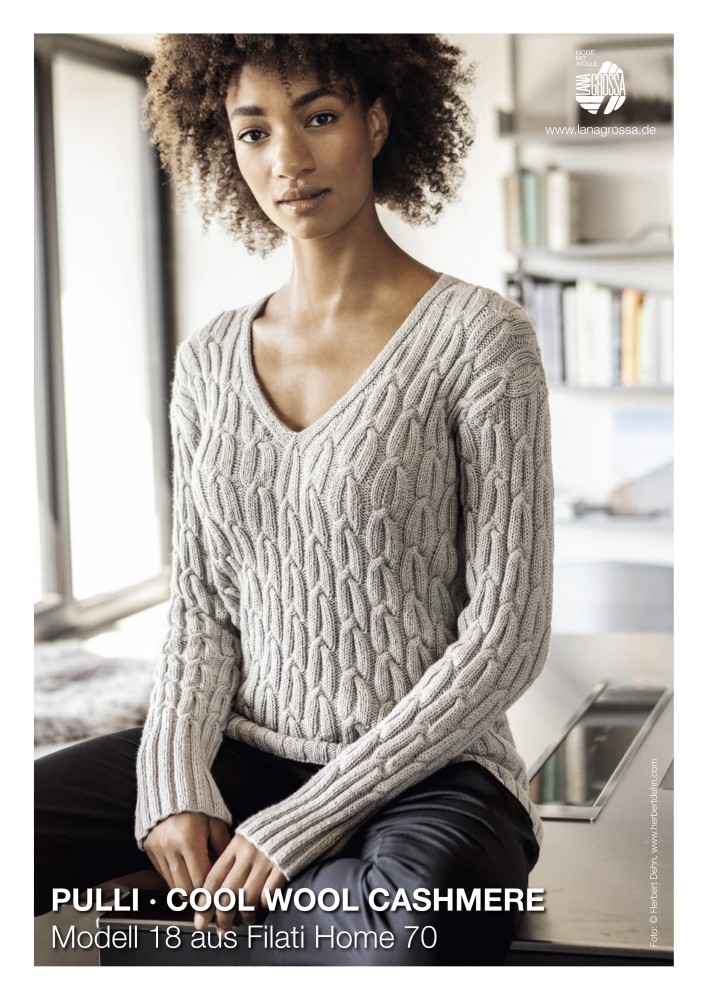 Pullover mit Rippenzopfmuster aus Cool Wool Cashmere