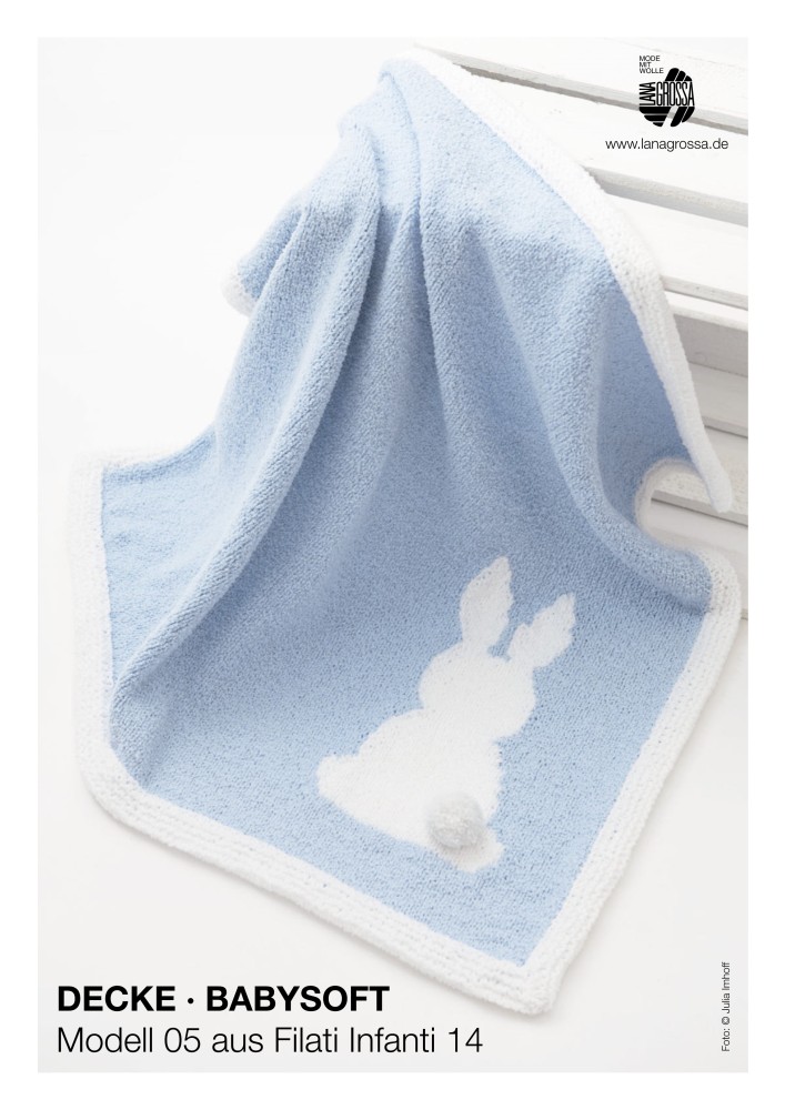 Babydecke mit Hasenmotiv aus Babysoft-Garn