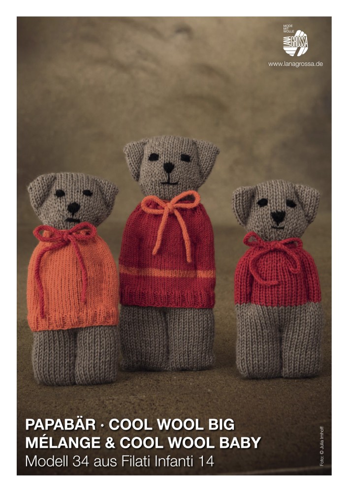 Papabär mit Pulli aus Cool Wool Big Mélange und Cool Wool Baby