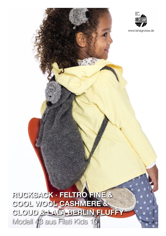 Rucksack gehäkelt aus Feltro Fine & Cool Wool Cashmere & Cloud & Lala Berlin Fluffy