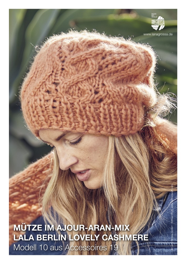 Mütze im Ajour-Aran-Mix Lala Berlin Lovely Cashmere