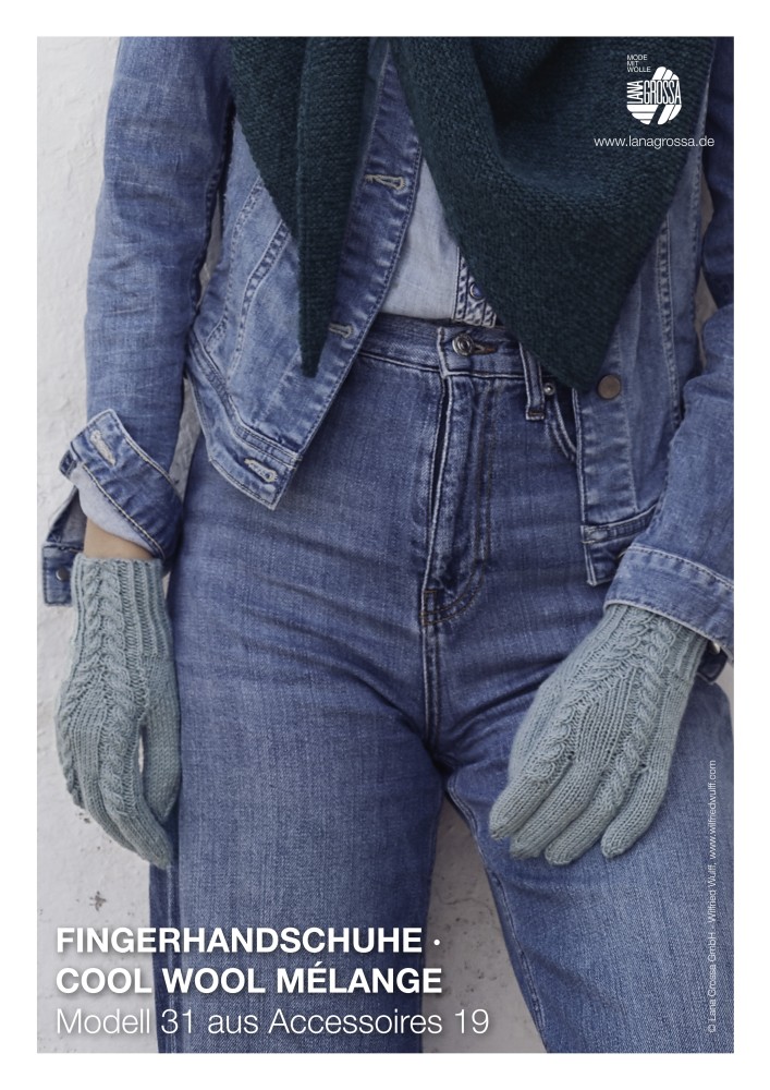 Fingerhandschuhe mit Zopfmuster