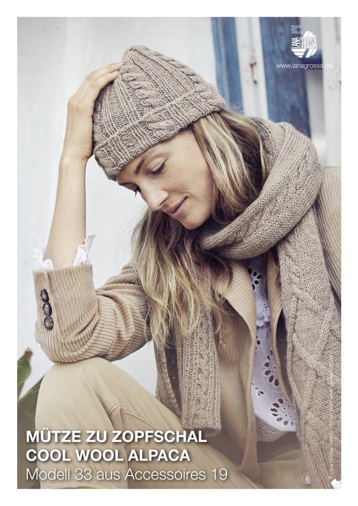 Mütze zu Zopfschal Cool Wool Alpaca