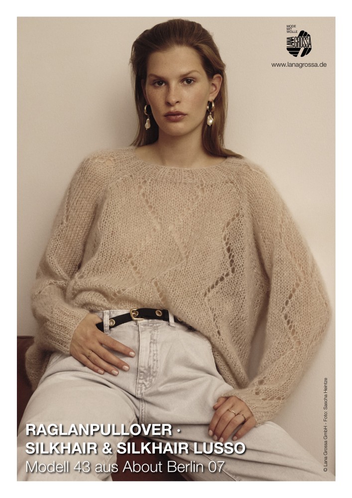 Raglanpullover mit Rautenlochmuster aus Silkhair und Silkhair Lusso