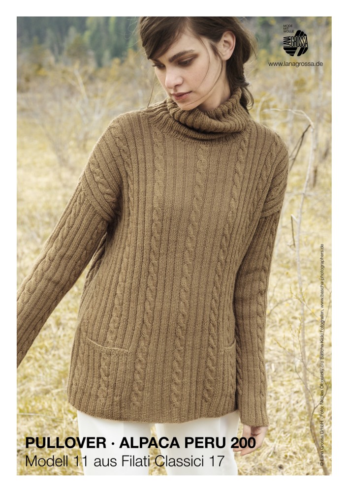 Pullover Alpaca Peru 200 mit Zopf-Rippenmuster