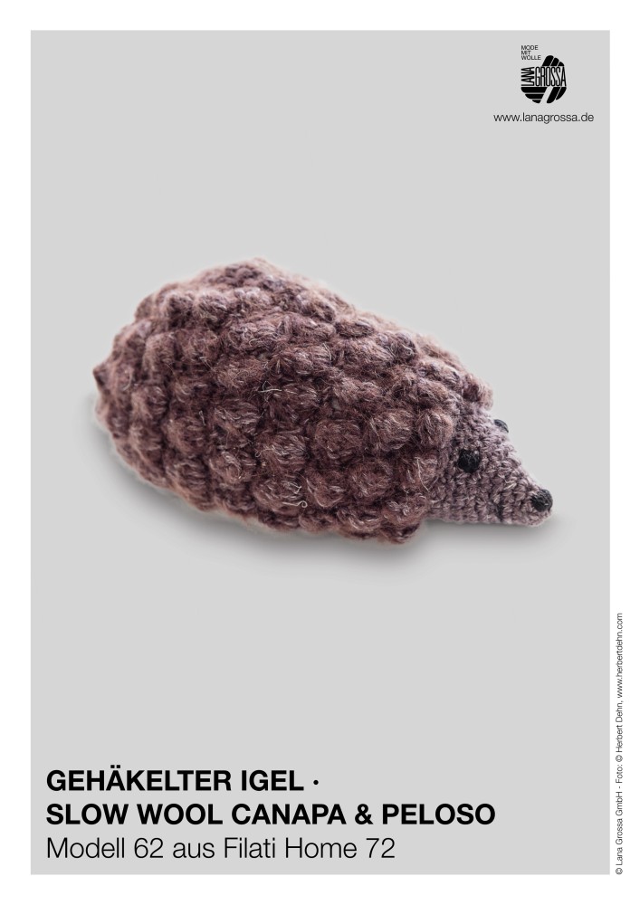 Gehäkelter Igel aus Slow Wool Canapa & Peloso