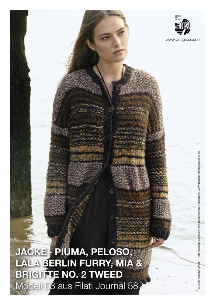 Jacke Modell 03 aus Filati Journal 58 im Muster- und Materialmix