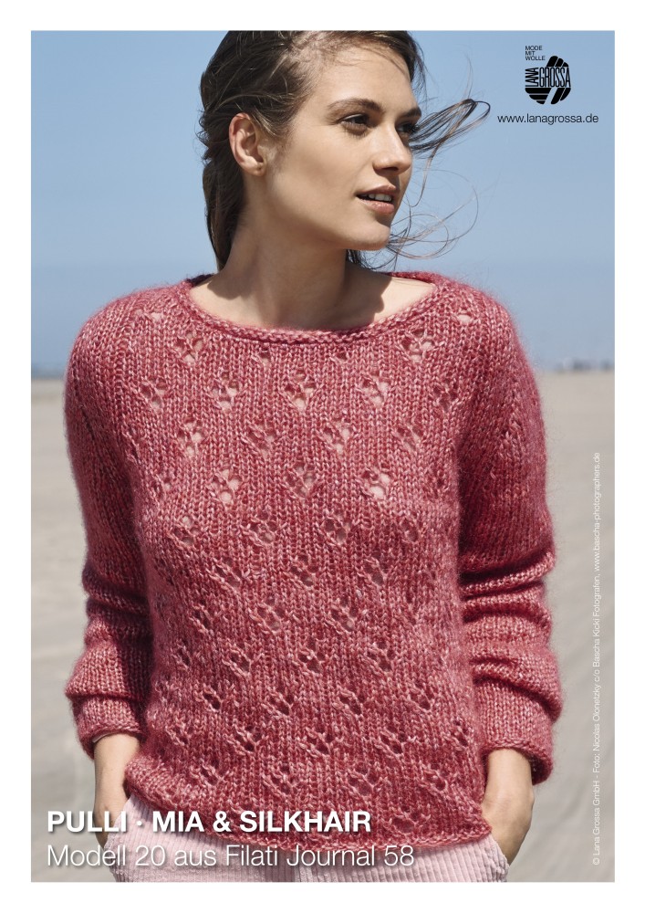 Pulli Mia & Silkhair mit Lochmuster und Glattrechtsärmeln